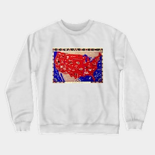 Vintage United States of America Travel Bureau Map, See America Crewneck Sweatshirt